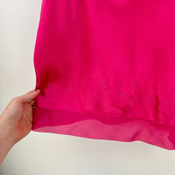 Vtg Valerie Stevens Satin Camisole Top Women M Pink Square‎ Neck Pullover Floral - Picture 2 of 8